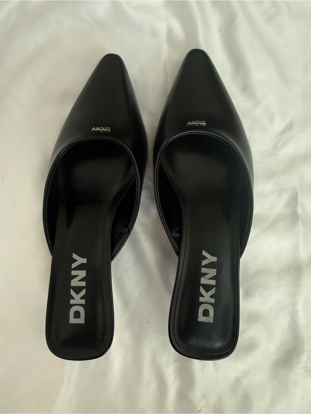 DKNY Black Pointed-Toe Slip-On Mules